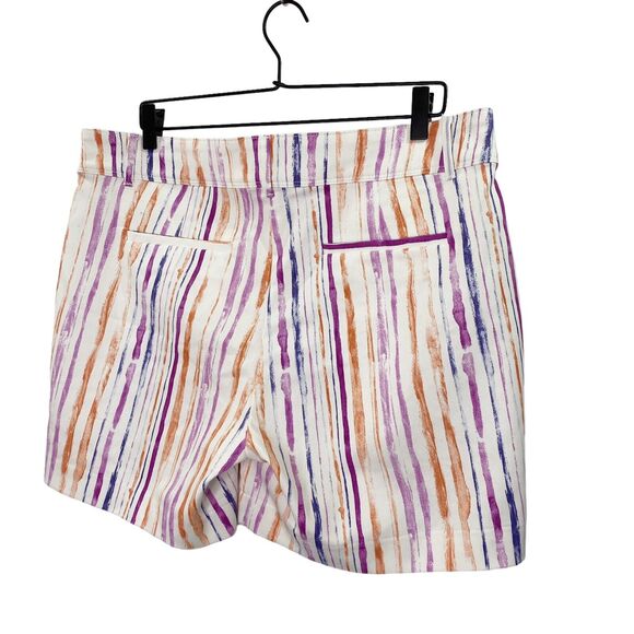 Isaac Mizrahi Tailored Short Womens 14 Striped White Multi-Colored Stretch 5" In - Picture 4 of 11